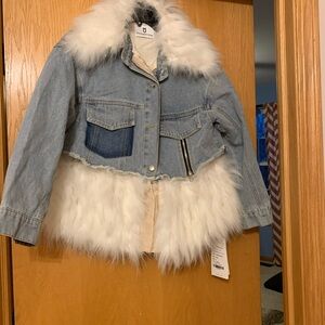 Denim Jacket with Faux Fur Trim